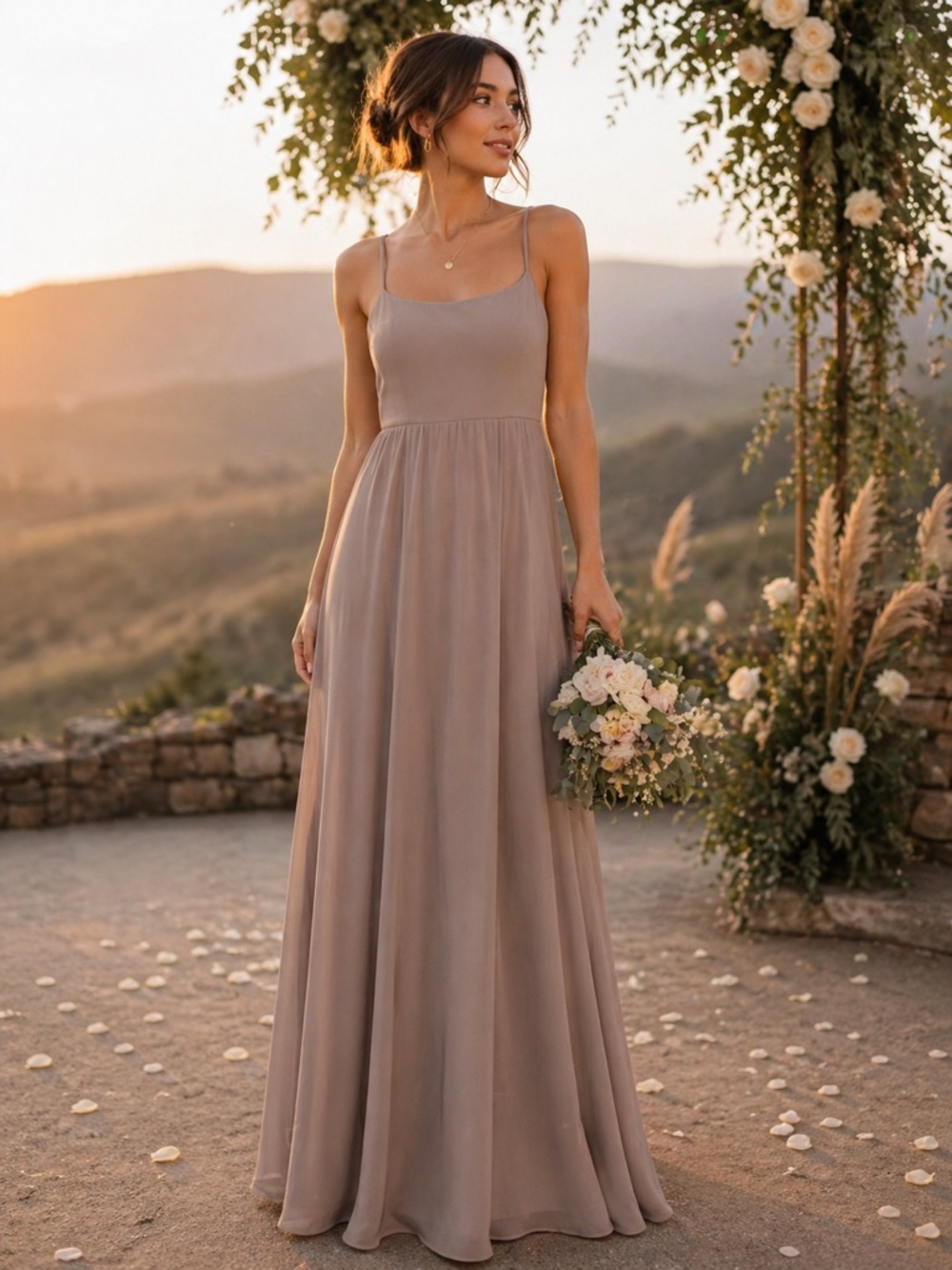 Show Me Your Mumu‎ Lauren Tie Taupe Brown Maxi Dress